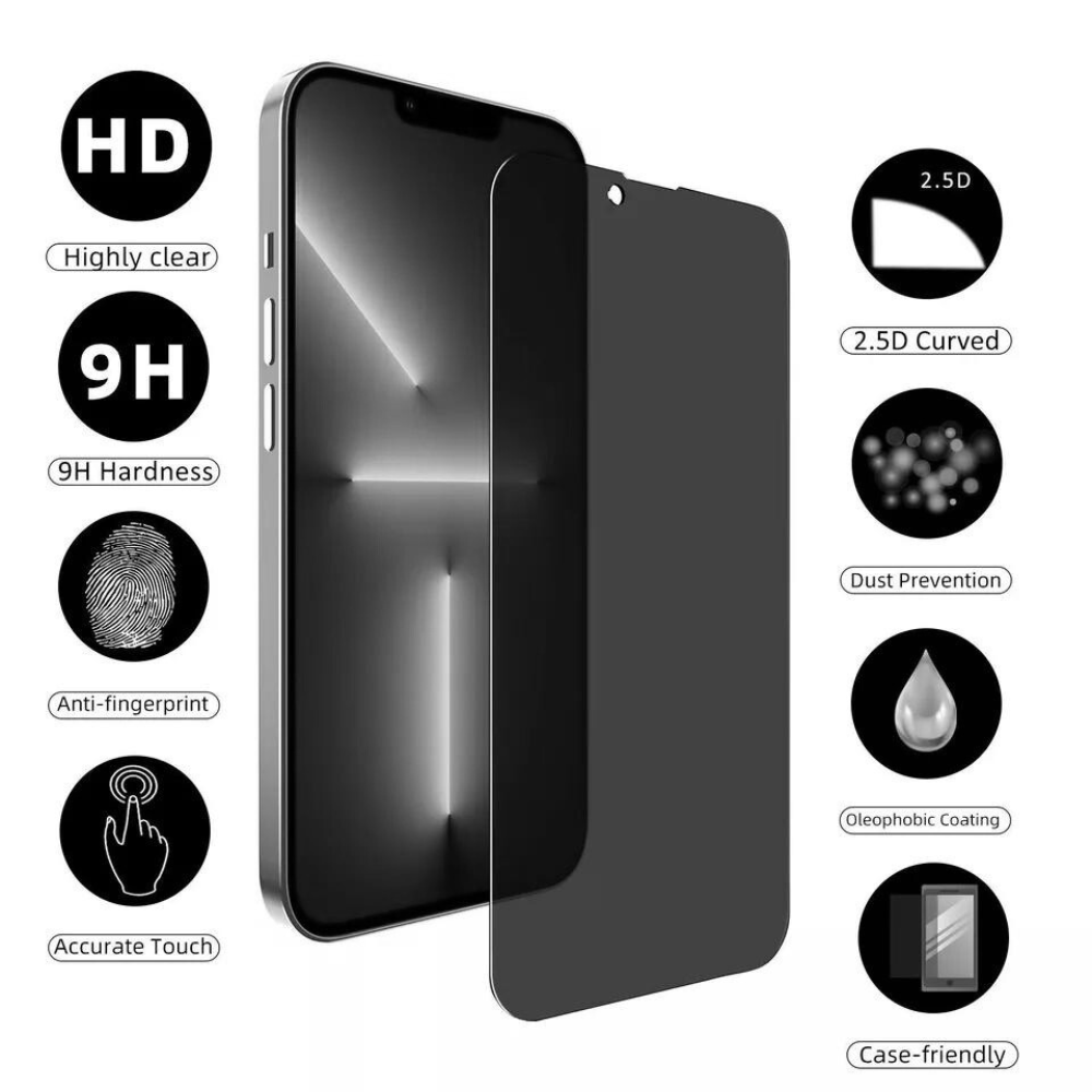 [3-Pack] Qixxronics Privacy Screen Protector for iPhone 13 Pro Max Anti-Spy Tempered Glass Film