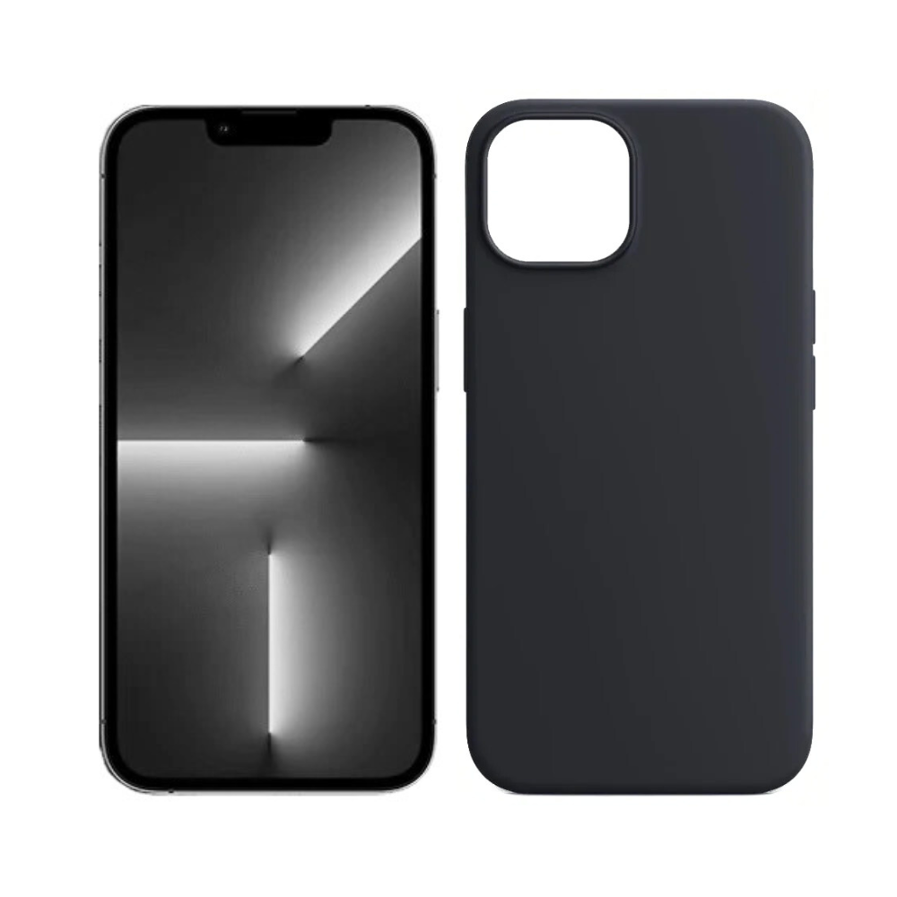 Qixxronics for iPhone 13 Mini Silicone Case Shock-Absorbent Slim Protective Phone Cover (Black)