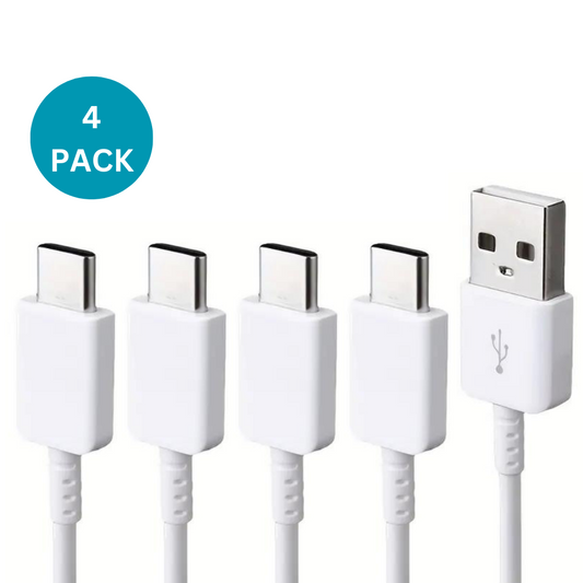 4-PACK 3FT USB-C  Type C Fast Charging Cords For Samsung Galaxy Cable White