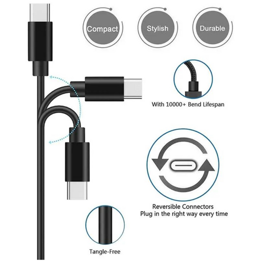 4-PACK 3FT Black USB-C  Type C Charging Cords Cable