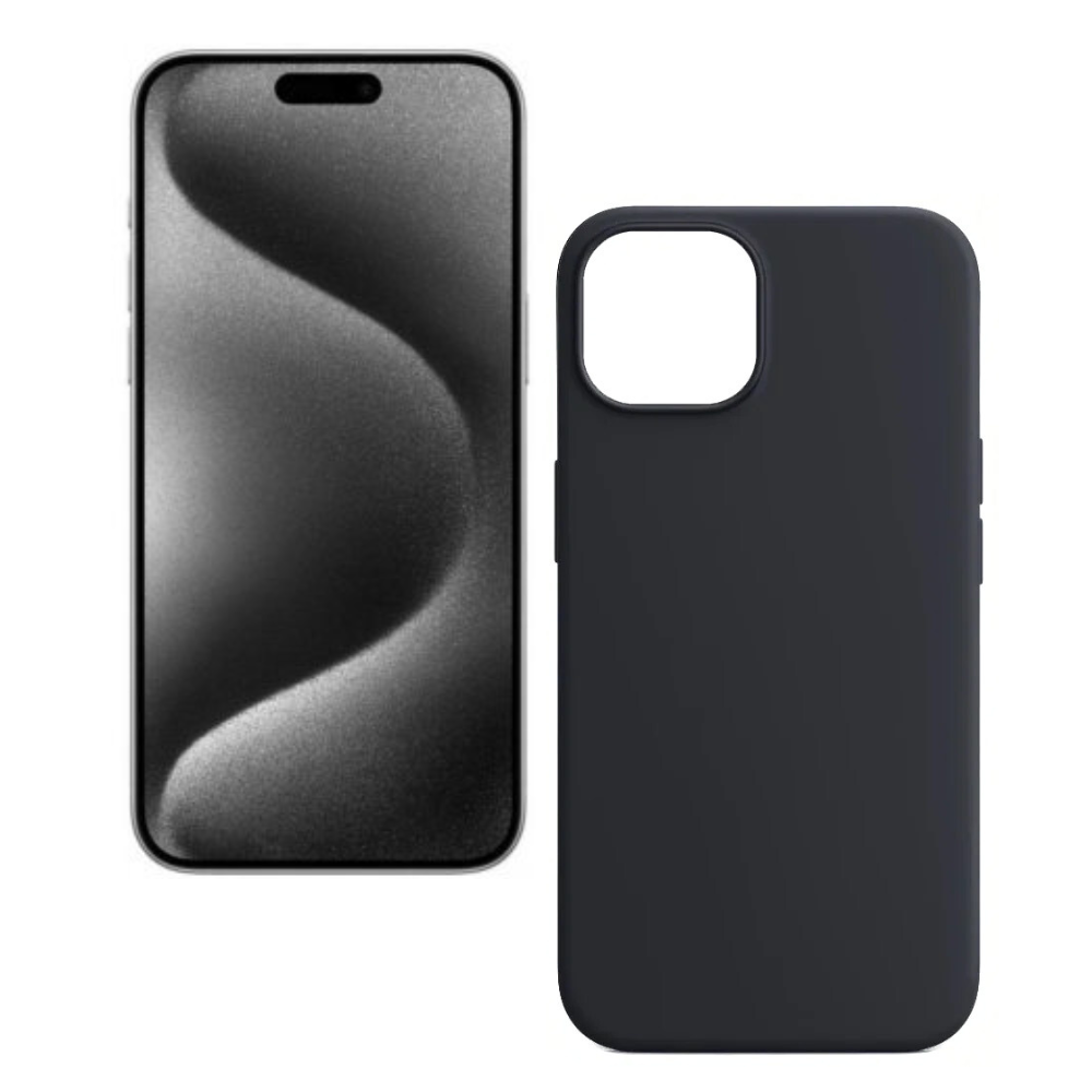 Qixxronics for iPhone 15 Pro Silicone Case Black Shockproof Slim Design Phone Case Cover