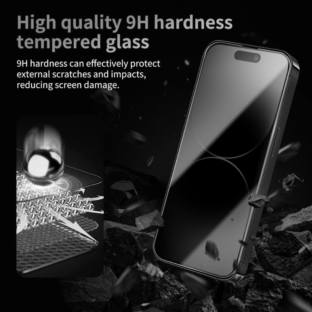 3x Qixxronics Privacy Anti Spy Screen Protector Designed for iPhone 14 Tempered Glass Bubble Free