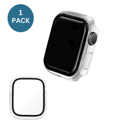 Qixxronics For Apple Watch Series SE 2 [40mm] Case, Clear, Built-in Tempered Glass Screen Protector