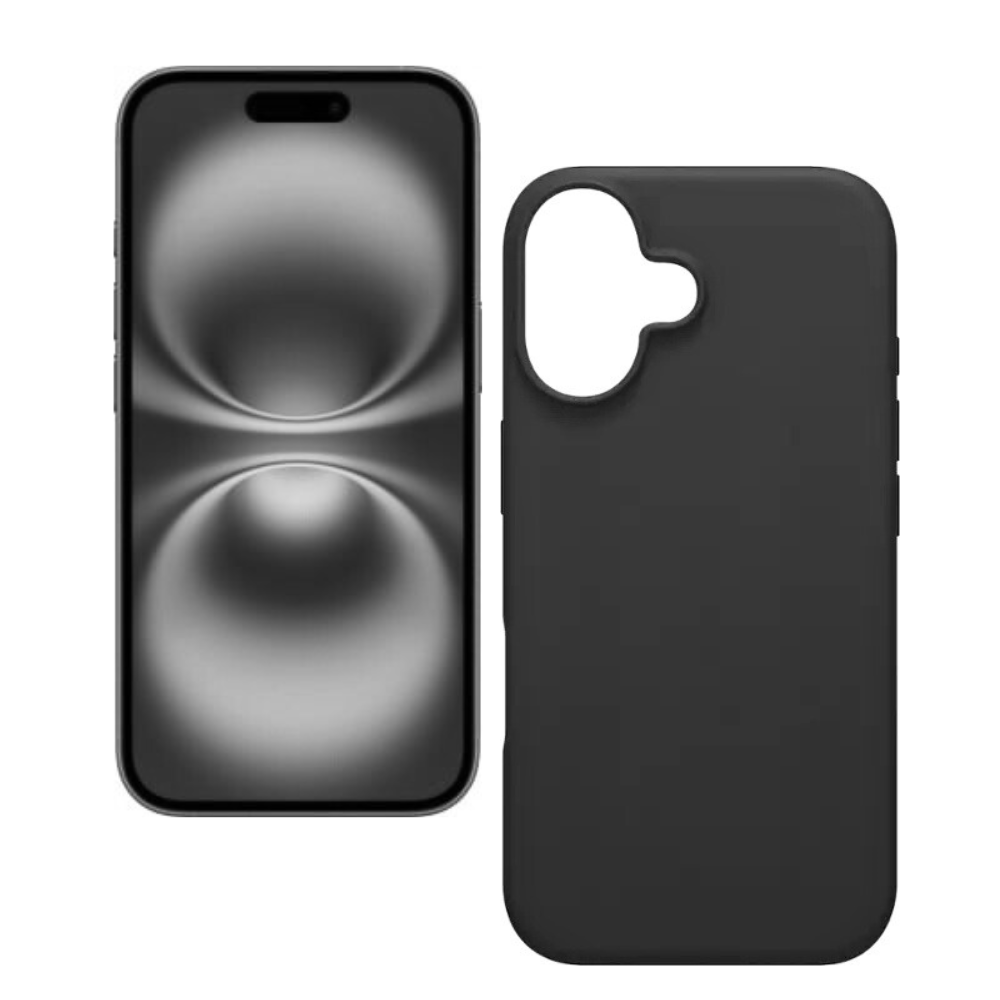 Qixxronics for iPhone 16 Silicone Case Black Shockproof Slim Design Phone Case Cover