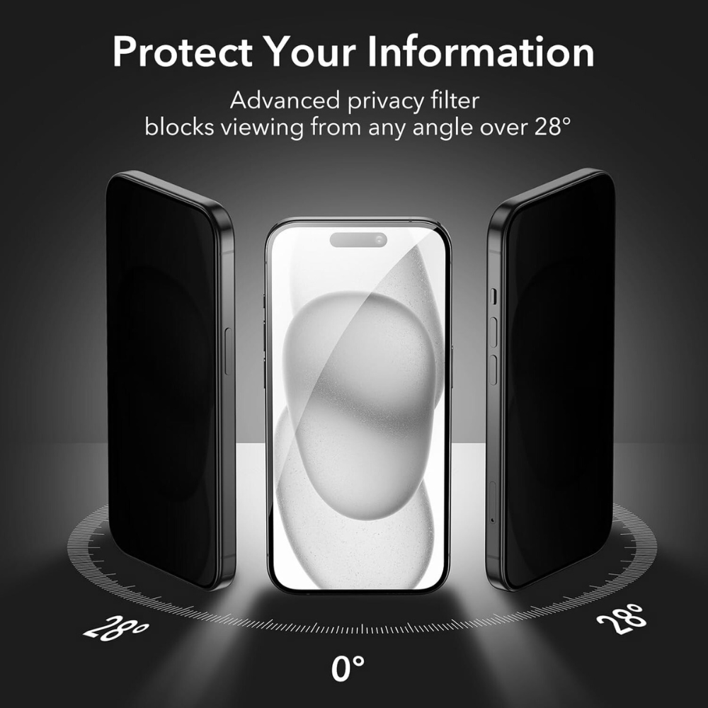 3pack Qixxronics Privacy Screen Protector for iPhone 15 Pro Max Black Anti-Spy Tempered Glass