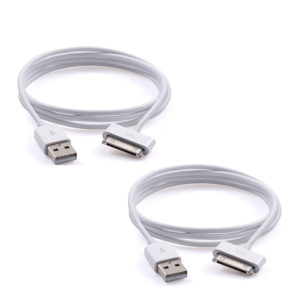 2 Pack 6FT 30 Pin Charger Cord iPhone 4s Cable, 6FT 30-Pin USB Sync and Charging Data Cable for iPhone 4/4S/3G/3GS, iPad 1/2/3, and iPod (2 Pack)