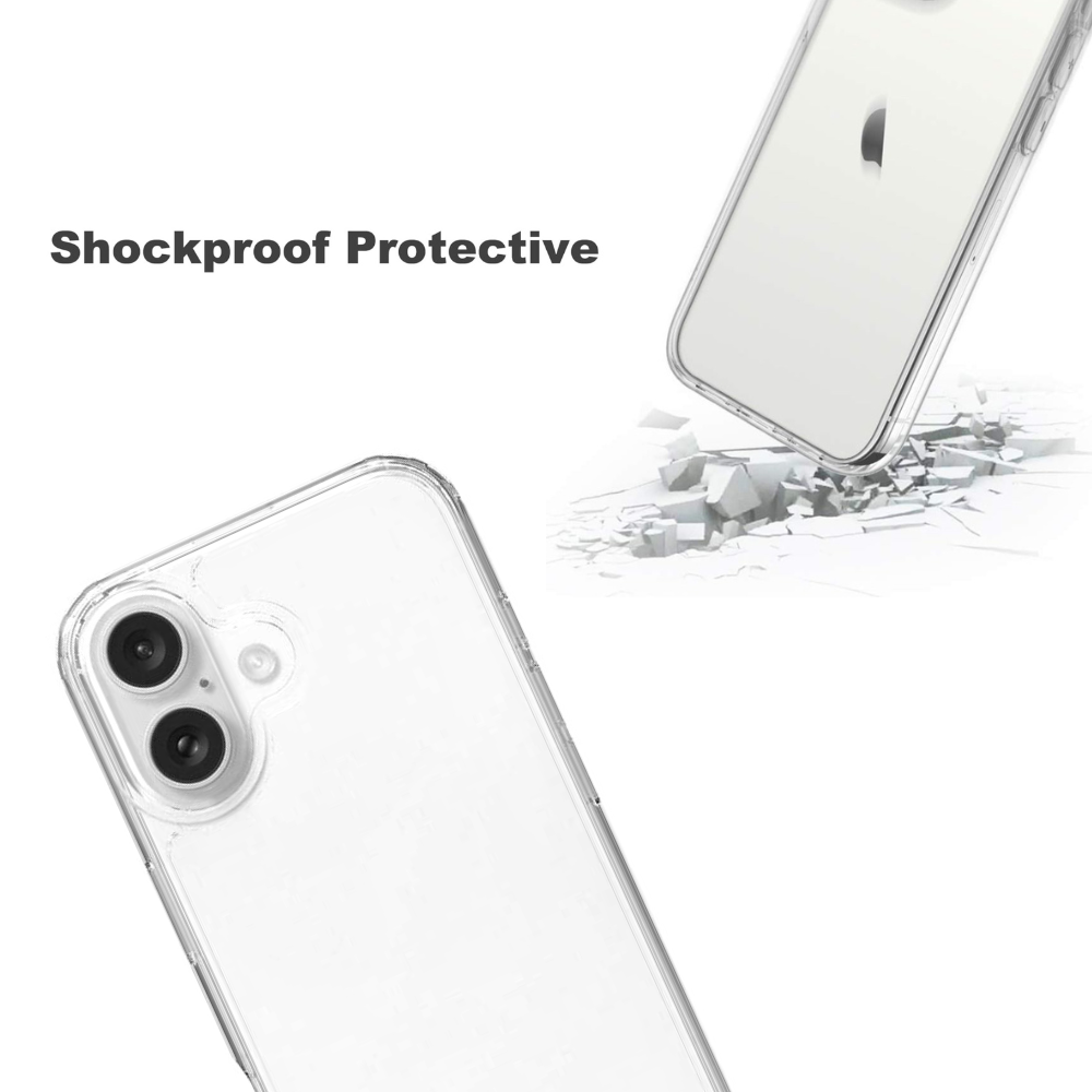 Qixxronics Transparent Case for iPhone 16 Shockproof Clear Phone Case