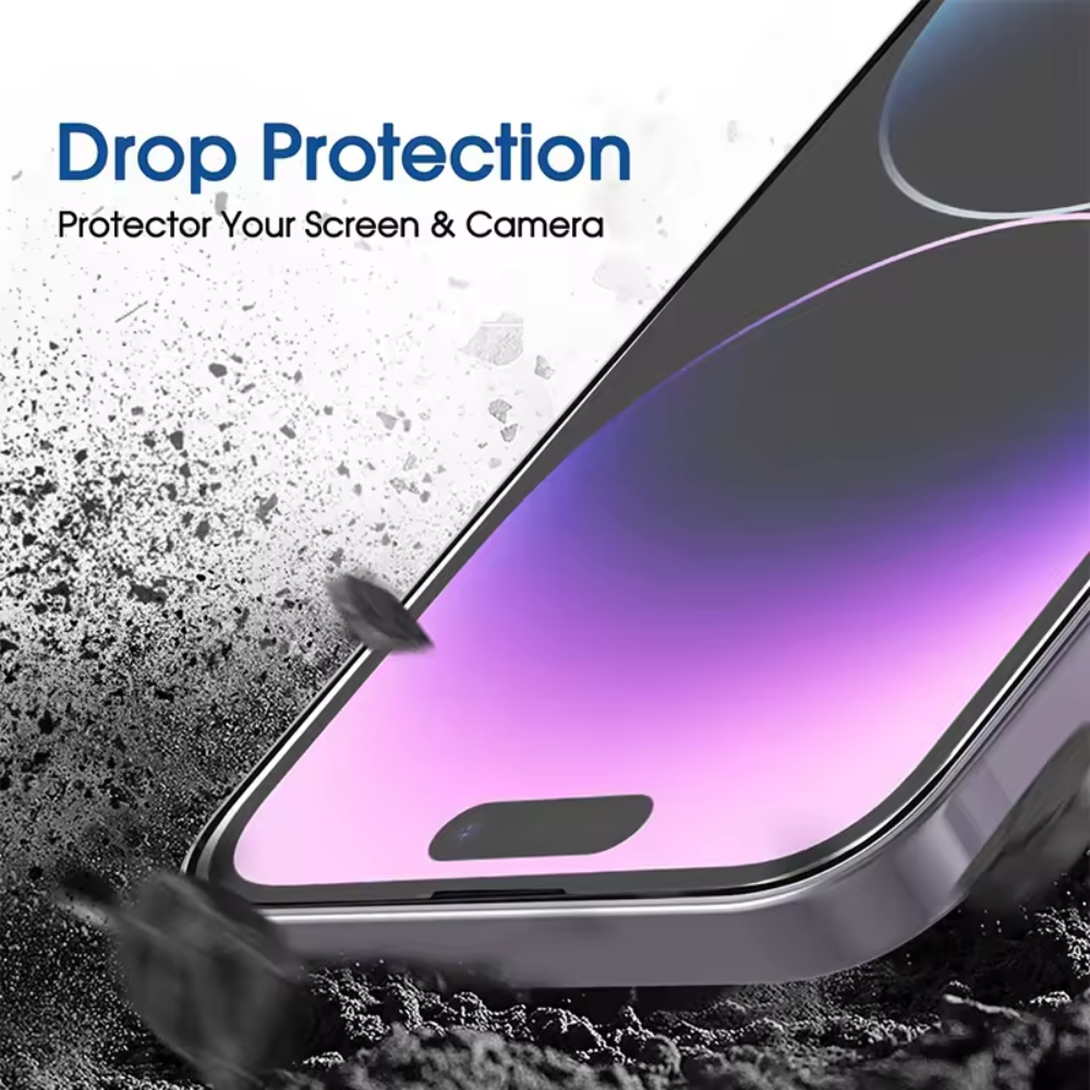 3pack Qixxronics iPhone 14 Pro Max Tempered Glass Screen Protector Case-Friendly HD Clear Glass Film Protector Cover for iPhone