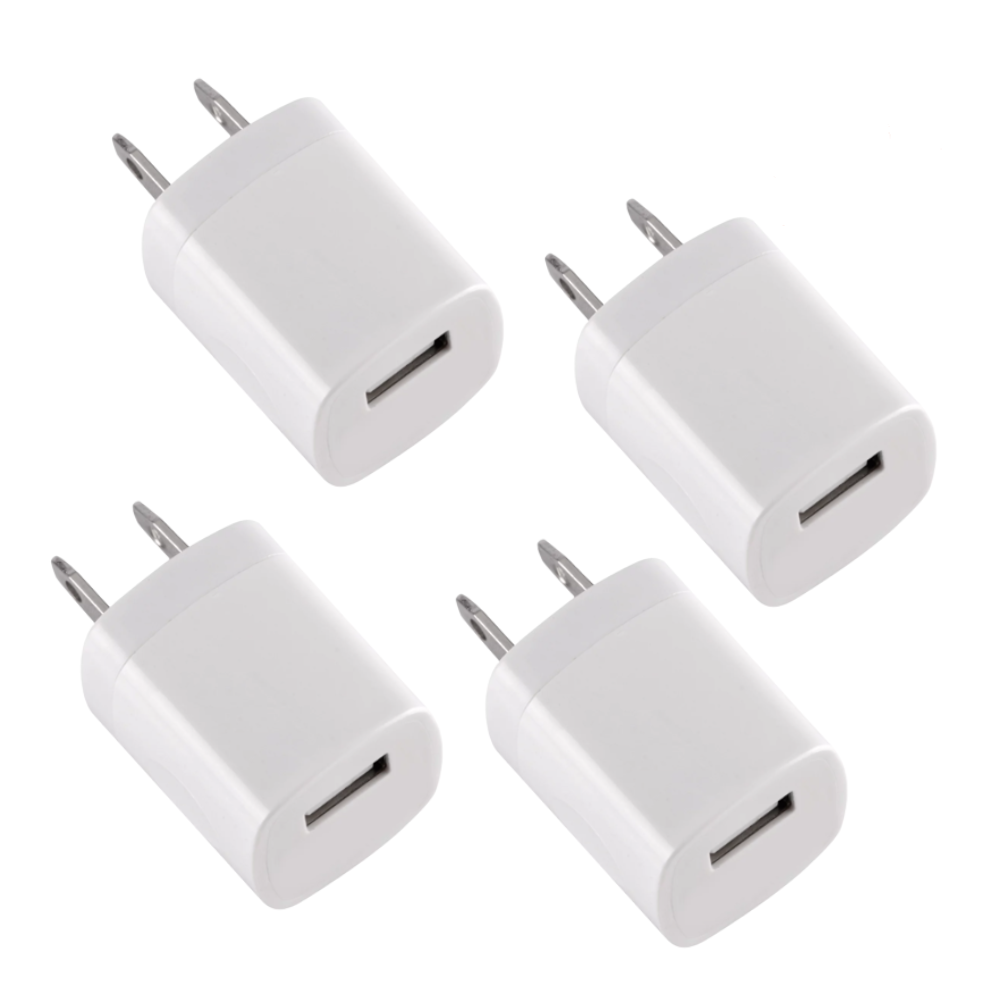 4-Pack USB Wall Charger 1A/5V US Wall Plug