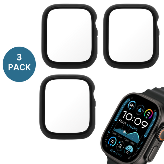 3PCS Qixxronics Case for Apple Watch Ultra 2 (49mm) with Built-in Tempered Glass Screen Protector