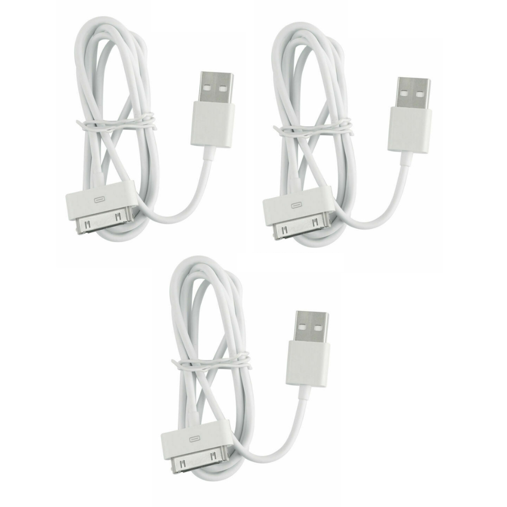 iPhone 4 Charger Cables (3 Pack 3.3 Ft) 30 Pin to USB Fast Charge & Sync Charging Cable Certified for Old Apple iPhone 4s / 4, 3G / 3GS, Old iPad 1/2/3, Old iPod Touch, Old iPod Nano (3 Pack 3.3 Ft)