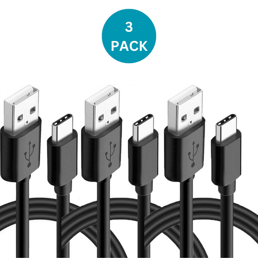 3-PACK 6FT USB C Fast Charge Type C Charging Cords for Samsung Galaxy Black