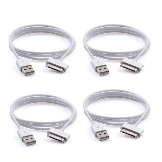 (4 PACK) 6Ft 30-Pin USB Cable iPhone 4s Charger Cable IPad Charger 30-Pin Charger for iPhone 4 4S 3G 3GS USB Sync Cable Charging Cable, Base Adapter Data iPod IPad 1 2 3 iPod Nano iPod Touch 6FT