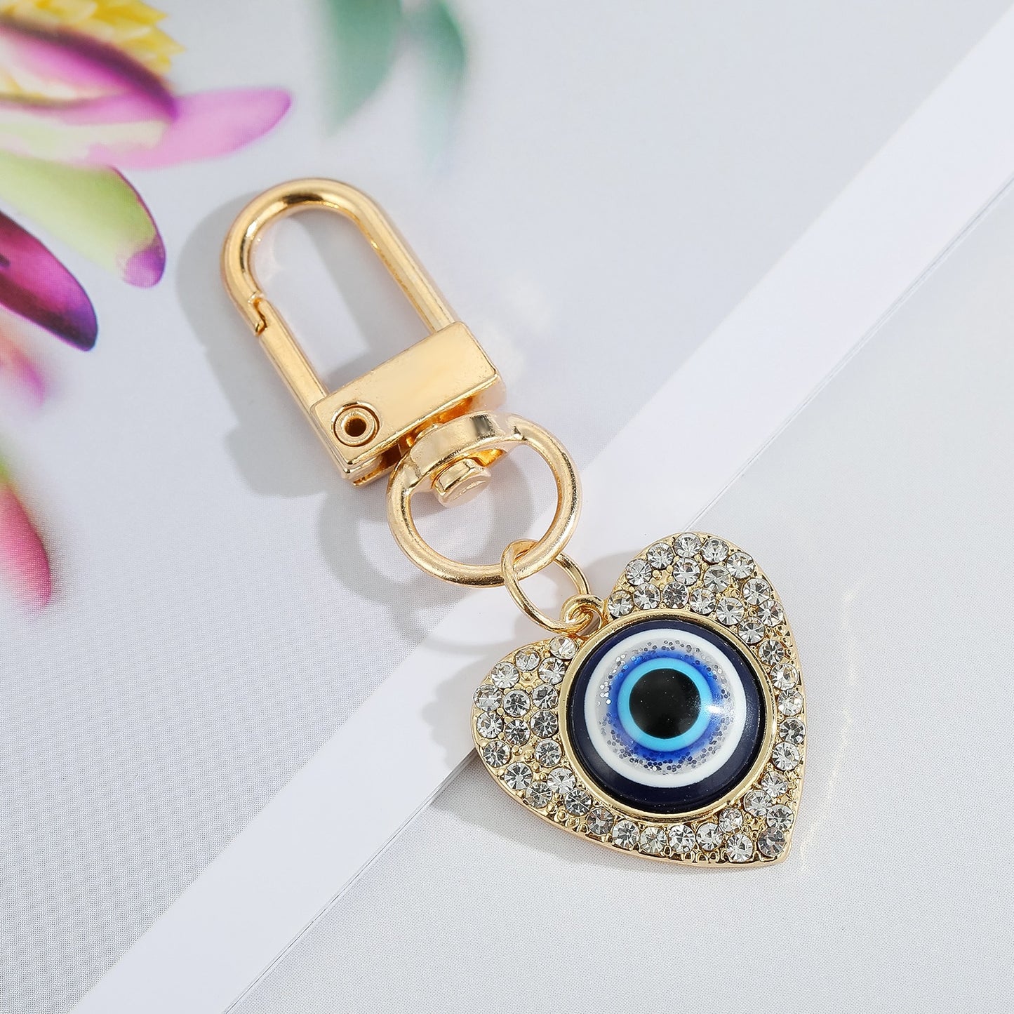 Heart Evil Eye Pendant Keychain For Women Men Vintage Keyring Handbag Backpack