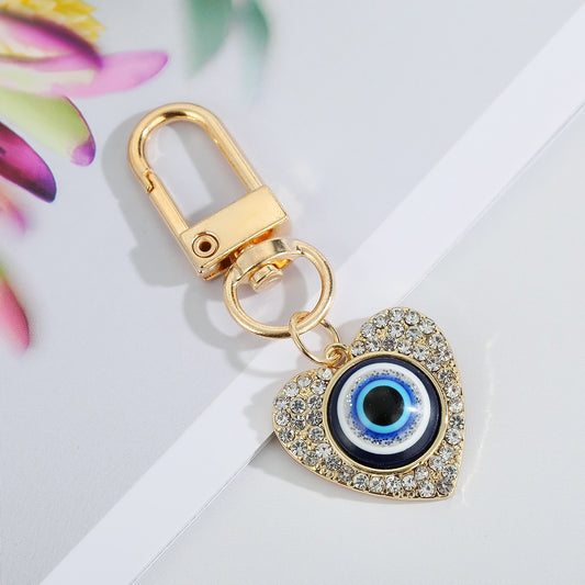 Heart Evil Eye Pendant Keychain For Women Men Vintage Keyring Handbag Backpack