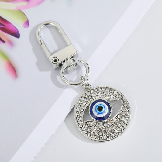 Rhinestone Evil Eye Pendant Keychain For Women Men Zircon Keyring Handbag