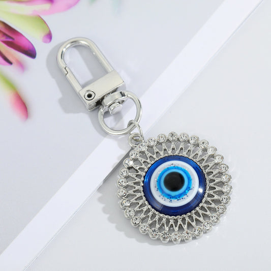 Round Evil Eye Pendant Keychain For Women Men Keyring Handbag Backpack Jewelry