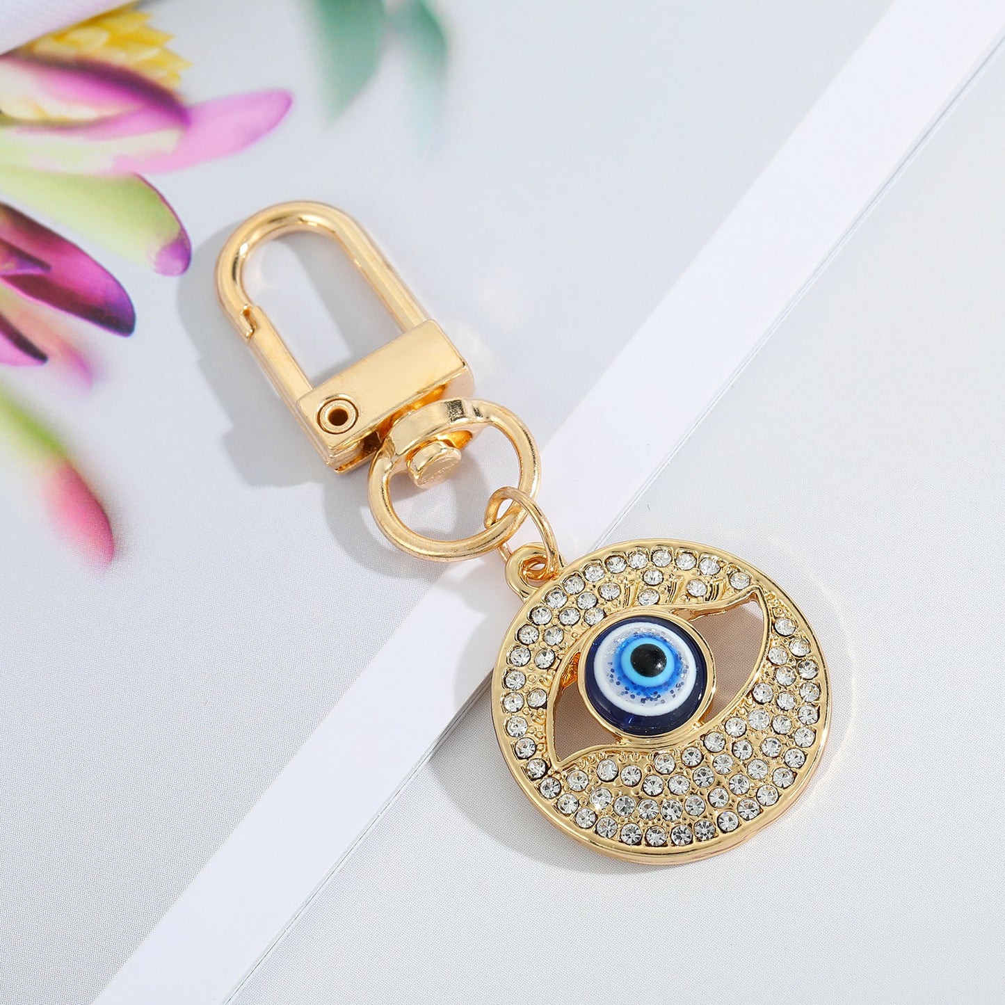 Evil Eye Pendant Keychain For Women Men Vintage Zircon Keyring Handbag Backpack