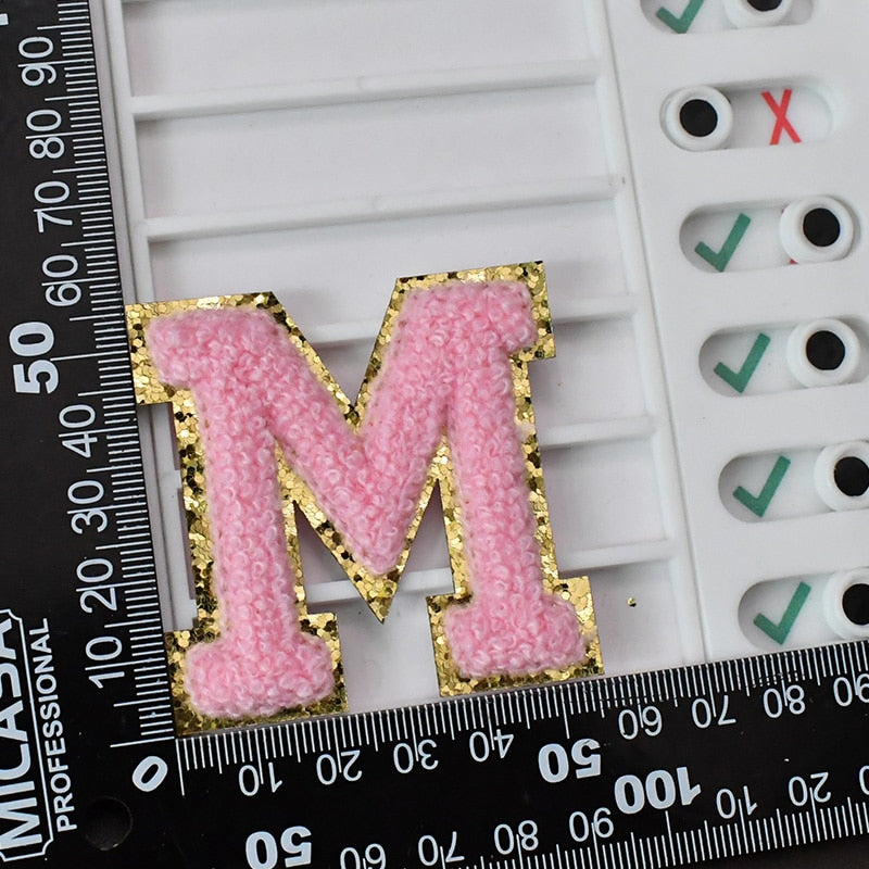 A-Z Letter Patches 5.5cm Adhesive Letter Patches Towel Chenille Embroidery For