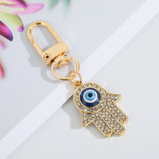 Hand Evil Eye Pendant Keychain For Women Men Vintage Fatima Hamsa Hand Zircon