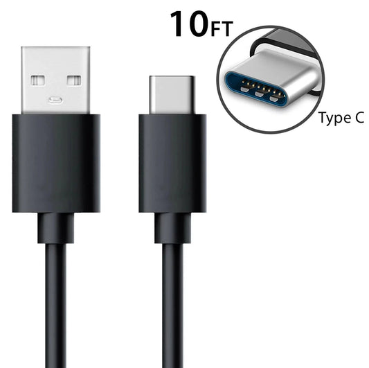 Afflux USB Type C Fast Charging Cable 10FT USB-C Type-C 3.1 Data Sync Charger Cable Cord For Samsung Galaxy S8 S8+ Note 8 Nexus 5X 6P OnePlus 2 3 5 LG G5 G6 V20 HTC 10 Google Pixel XL Black