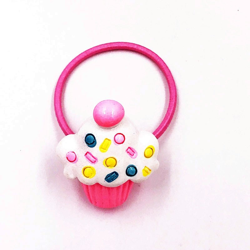 1PCS Strawberry Cupcake Girls Hairbands Kids Elastics Rubber Head Bands Hair