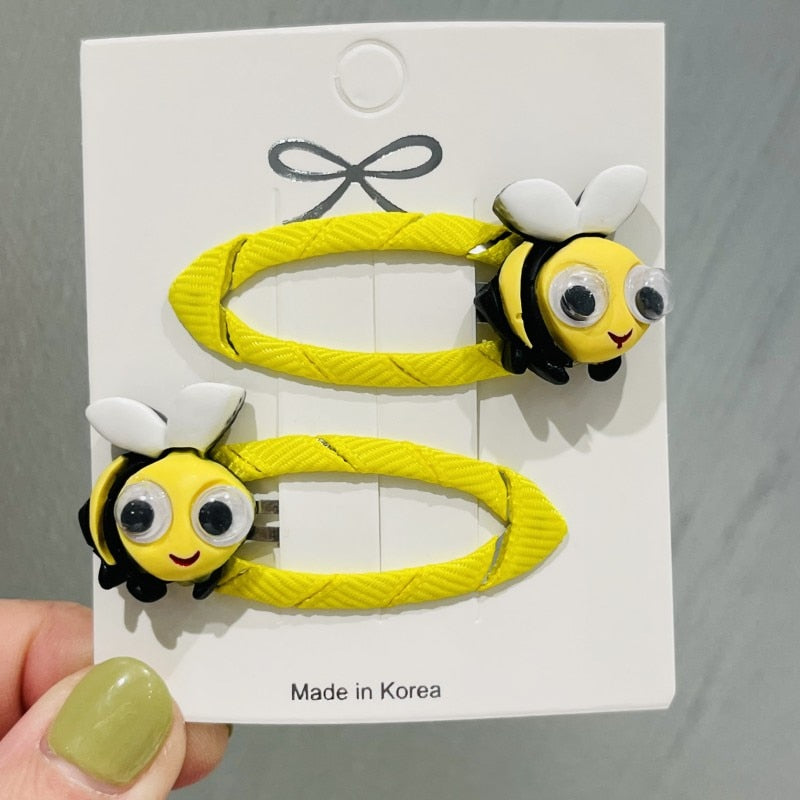 2Pcs Yellow Bee Hair Clips Snap Clips Children Headwear Accessories