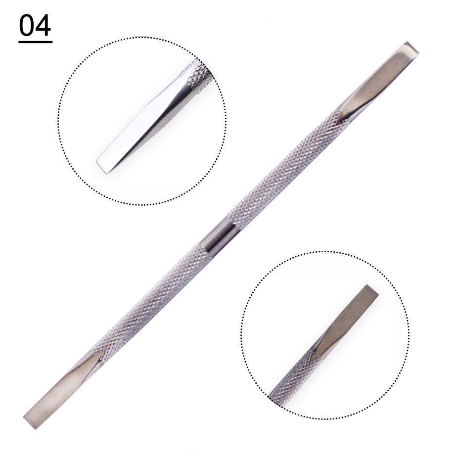 1pcs Double-ended Cuticles Nails Pusher Dead Skin Remover Pedicure Stainless