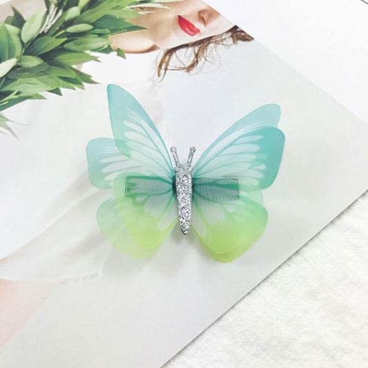 1pc Delicate Ombre Green Butterfly Hair Clip Cartoon Hairpin Children Fashion