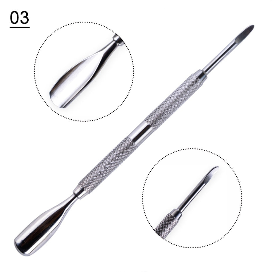 1pcs Double-ended Cuticles Nails Pusher Dead Skin Remover Pedicure Stainless