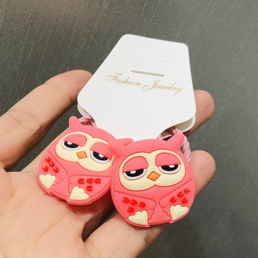 9 Styles 2Pcs Animals Frog Owl Cat Hair Accessories Children Rubber Bands