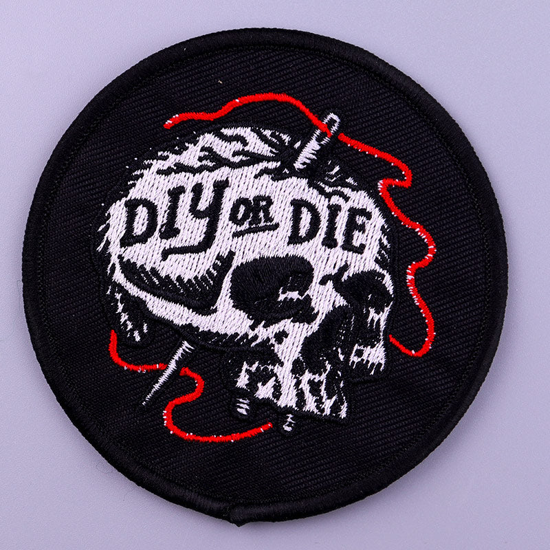 Skull Slogan Black Round DIY Cartoon Patches Clothes Patch Embroidered Stickers