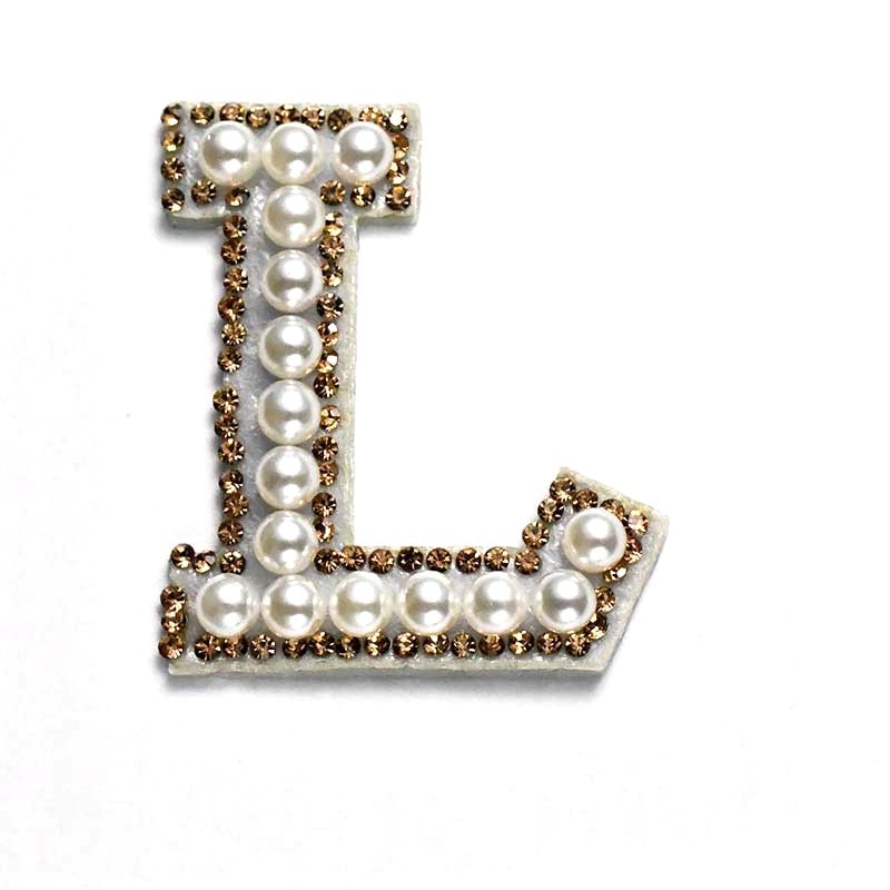 A-Z Alphabet 1Pcs Letter Patches Pearl Rhinestone Alphabet Patches For Clothes