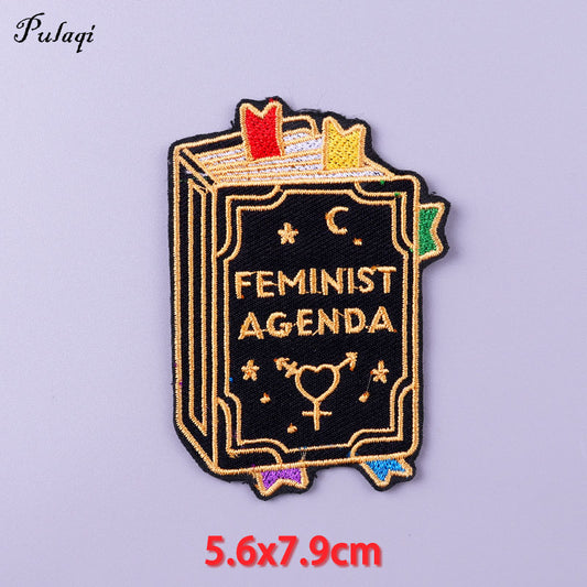 Feminist Agenda Book Patches Iron on Patch For Clothing Embroidery Stickers