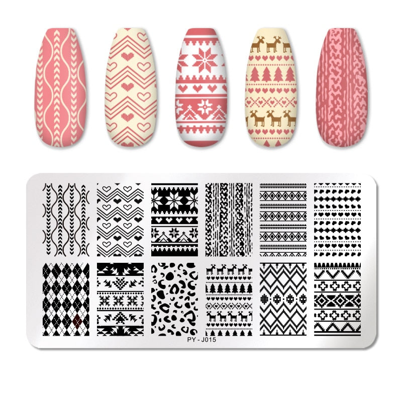 Holidays Pattern Winter Nail Stamping Plates Stencil Tools Template Plate Mold