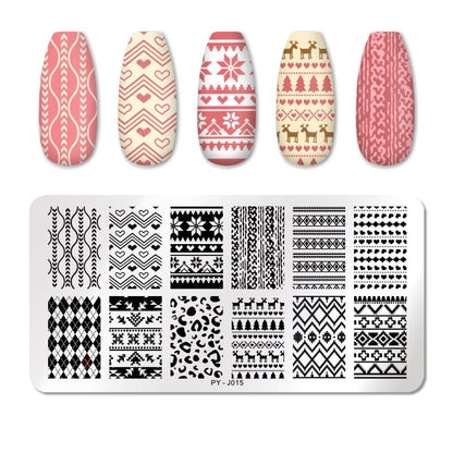 Holidays Pattern Winter Nail Stamping Plates Stencil Tools Template Plate Mold