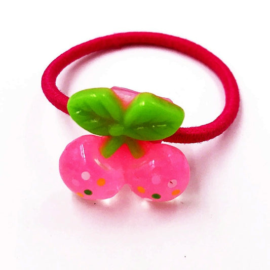 1PCS Pink Cherry Decor Girls Hairbands Kids Elastics Rubber Head Bands Hair Rope