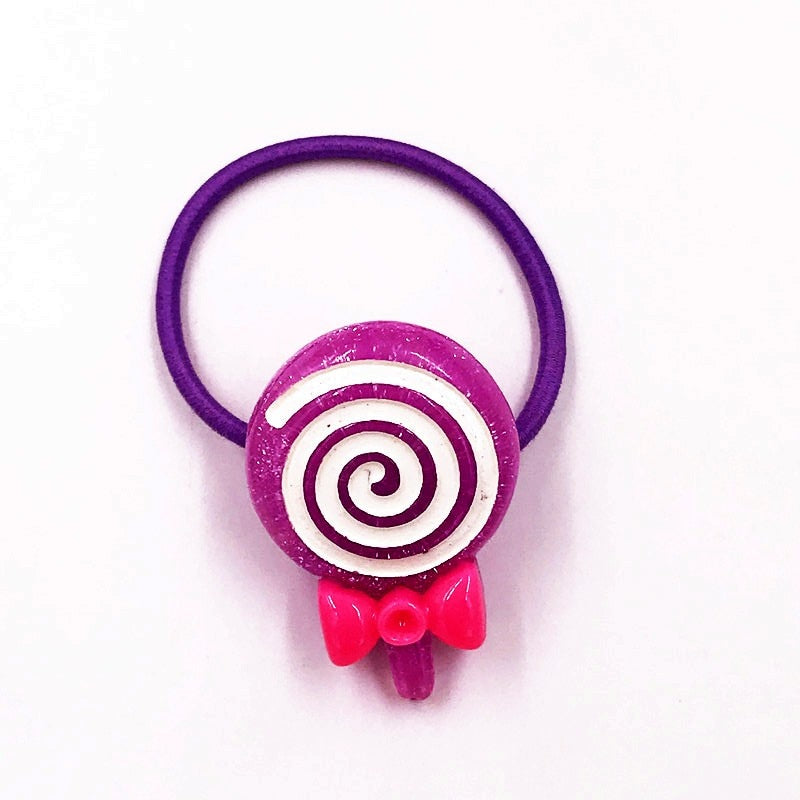 1PCS Purple Swirl Lollipop Girls Hairbands Kids Elastics Rubber Head Bands Hair