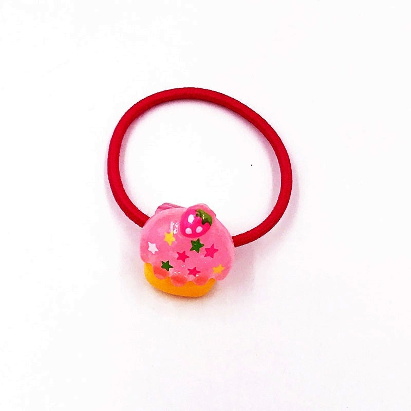 1PCS Cupcake With Star Sprinkles Girls Hairbands Kids Elastics Rubber Head Bands