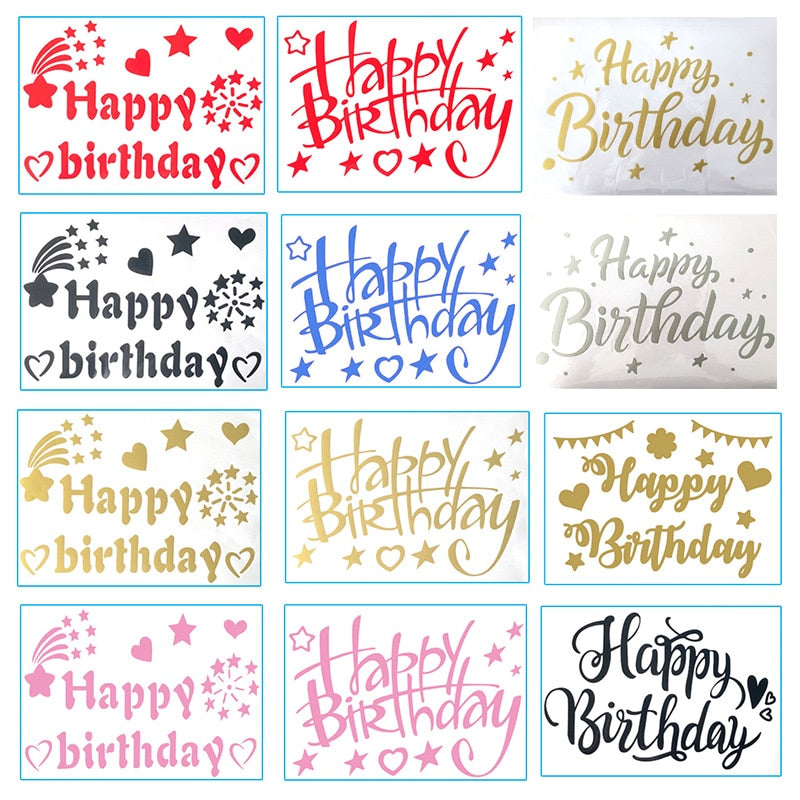 1pc 21x29cm Pink Happy Birthday Party Stickers Decals for Balloon Party Supplies