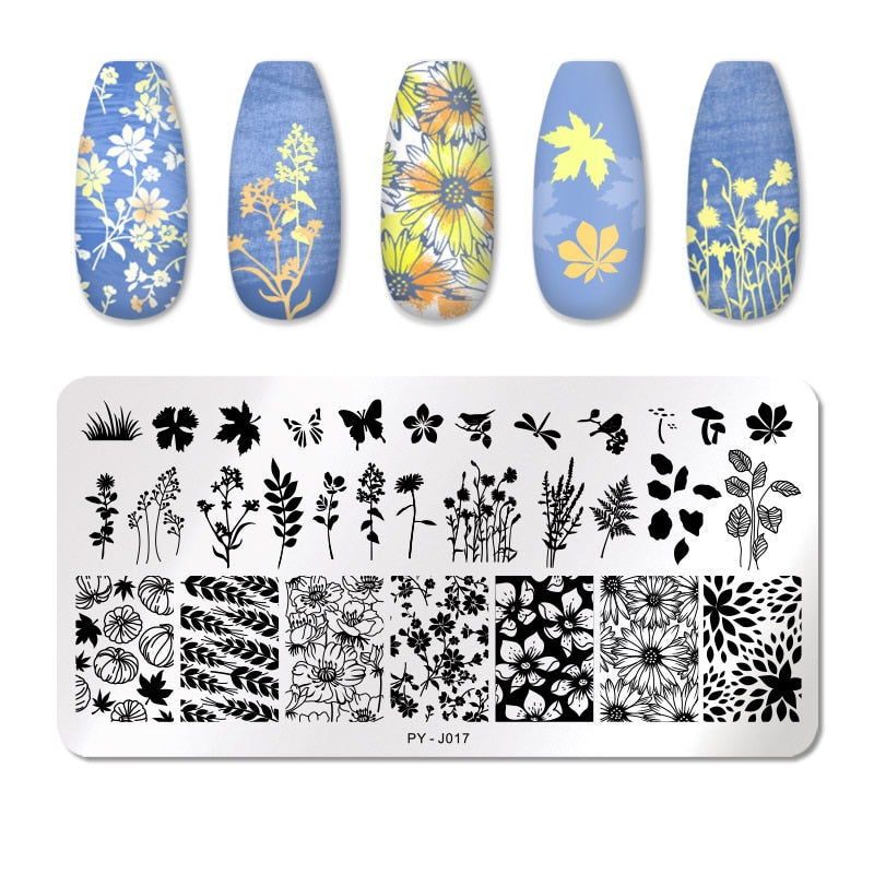 All Over Flowers Nail Stamping Plates Stencil Tools Template Plate Mold Nail Art