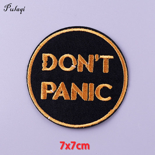 Dont Panic Round Patches Iron on Patch For Clothing Embroidery Stickers Clothes