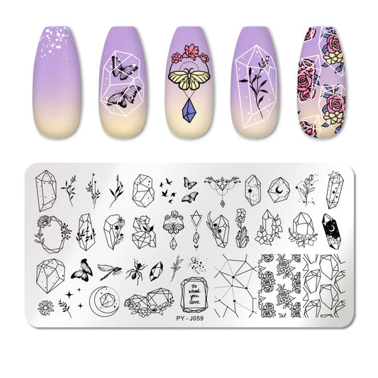 Rhinestone Flowers Moon Nail Stamping Plates Stencil Tools Template Plate Mold