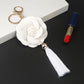 9 Styles PU Leather Flower Rose Tassel Keychain for Woman Jewelry Bag Decoration