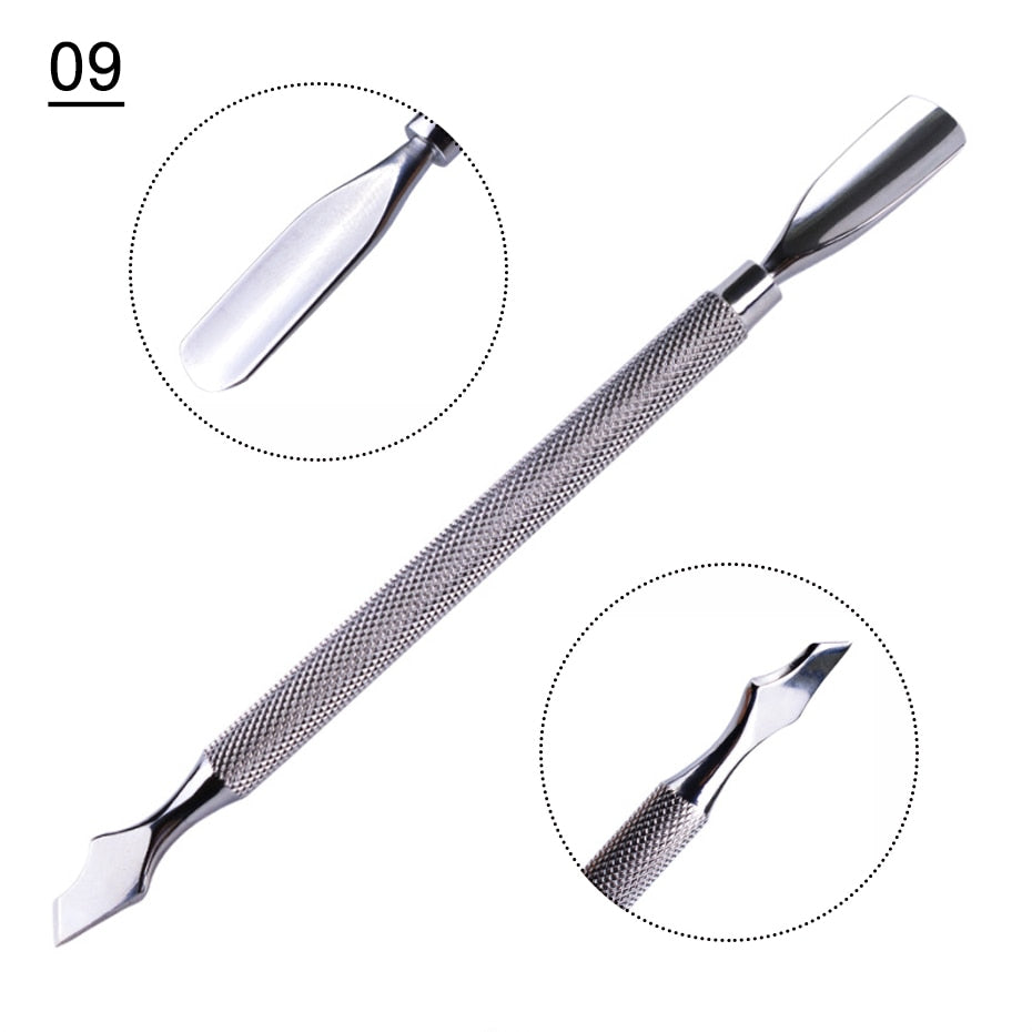 1pcs Double-ended Cuticles Nails Pusher Dead Skin Remover Pedicure Stainless