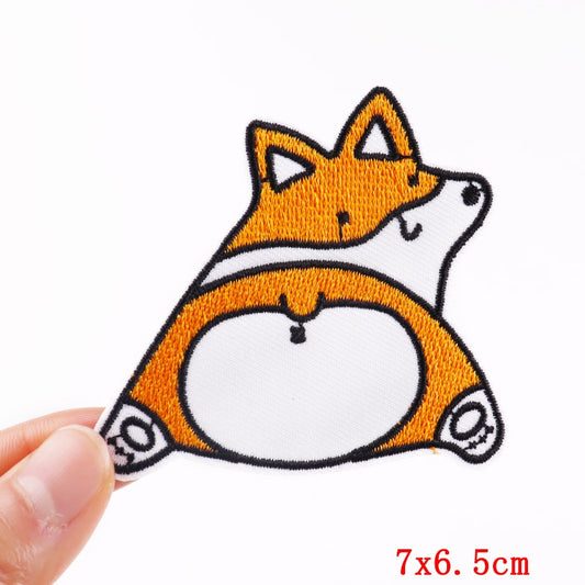 Funny Corgi Butt Dog Cartoon Patches Clothing Sticker Patch Decal Embroidery