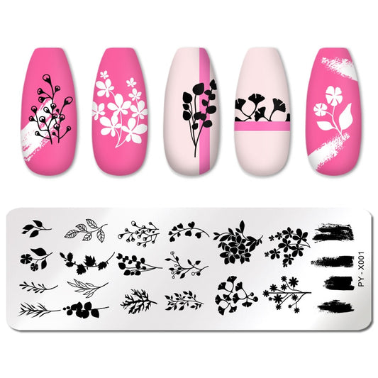 Grass Flower Clover Nail Stamping Plates Stencil Tools Template Plate Mold Nail