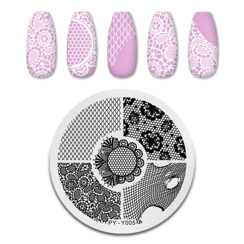 Elegant Lace Design Nail Stamping Plates Stencil Tools Template Plate Mold Nail