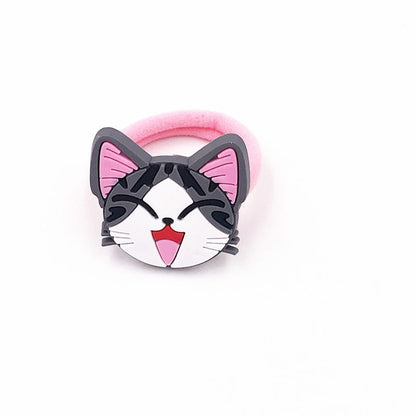 1Pcs White Grey Expression Cat Cartoon Elastic Hair Bands Girls Hair Rope