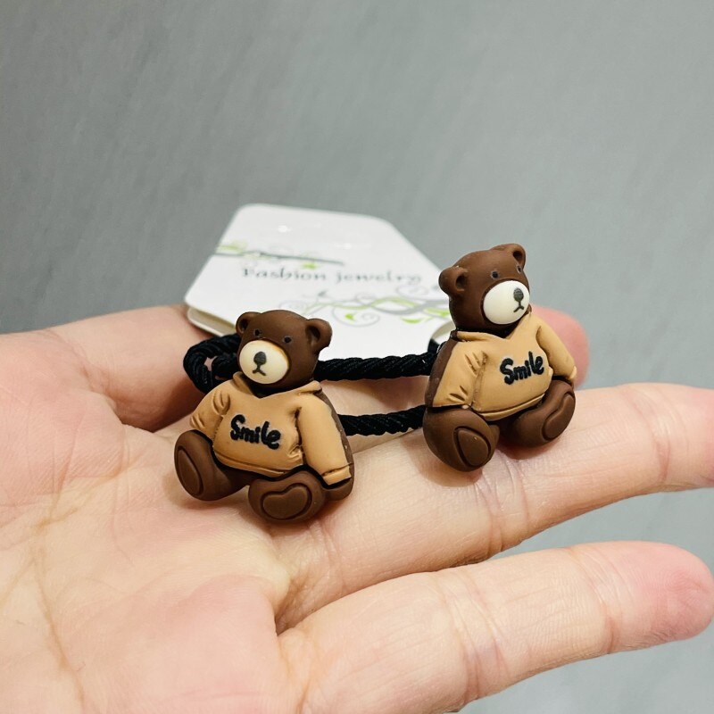 18 Styles 2Pcs/set Animals Bear Hair Accessories Children Rubber Bands